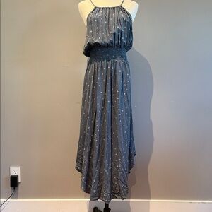 Mahina Charcoal Hawaiian Sexy Maxi Dress Size L